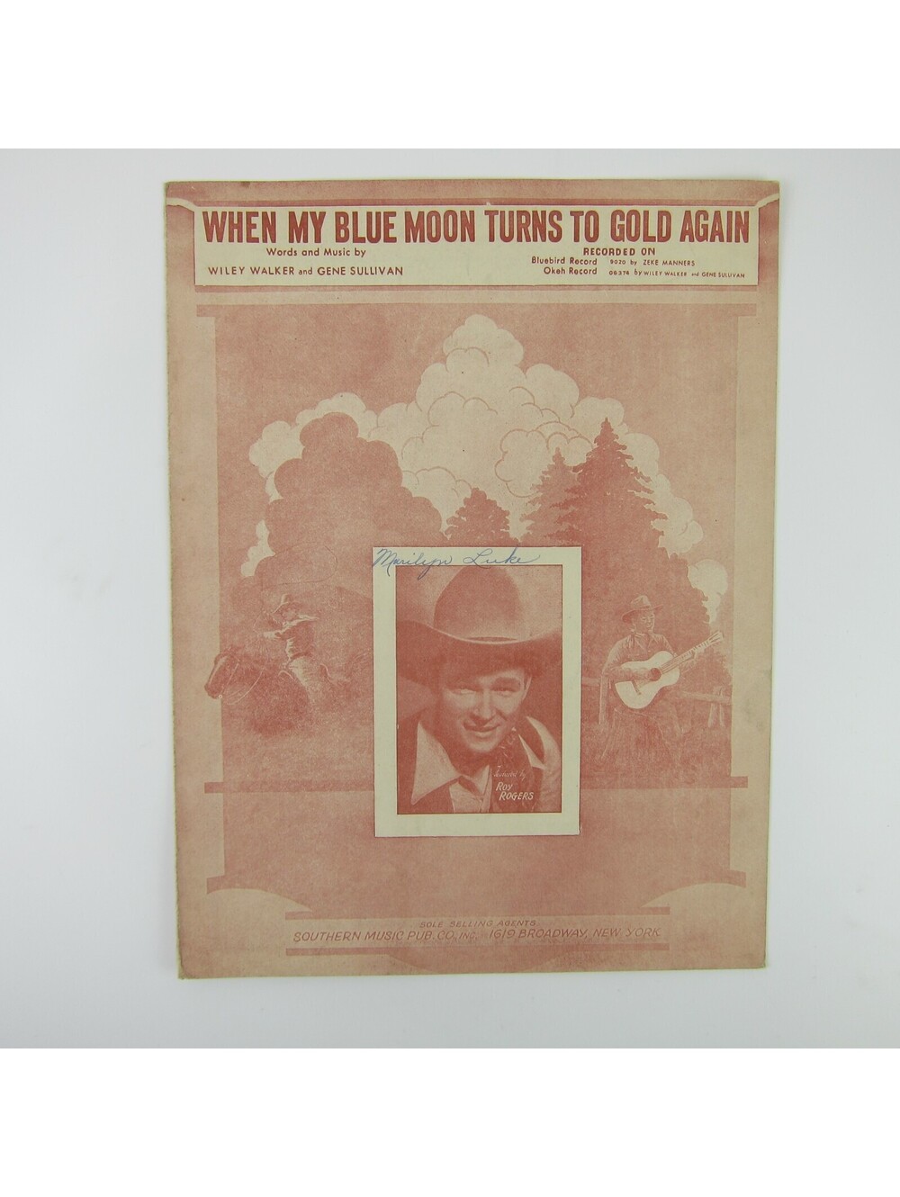 Sheet Music When My Blue Moon Turns To Gold Again Roy Rogers Vintage 1941